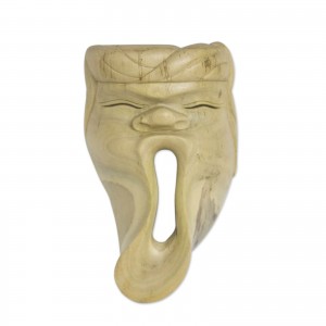 Hibiscus Wood Mask &apos;Big Yawn&apos; Indonesian Wall Art Handcrafted NOVICA Bali   312215771522